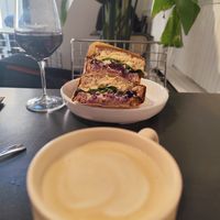 Sandwich with lettuce and hummus, make by order. at Wild Buns Bakery in Florence