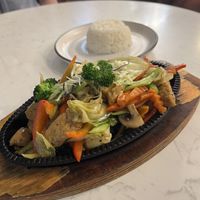 Buddha Vegan Delight with rice  at Miracle Asian Restaurant in Nelson