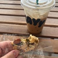 Nut seed cookie & biscoff oat milk latte  at KAYY Coffee in Bangkok