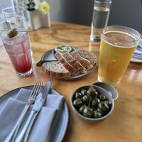 fresh bread and smoked warm olives oil  at Wild Mountain Food & Drink in Sooke