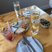 fresh bread and smoked warm olives  at Wild Mountain Food & Drink in Sooke