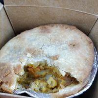 Me vs pot pie at Pot Pie Paradise in Hayward