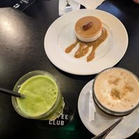 Green smoothie, soy latte, vegan cheesecake at The Coffee Club - Times Square Center in Dubai