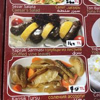 Stuffed vine leaves & pickled veg salad  at Kadırga Cafe Restoran in Istanbul