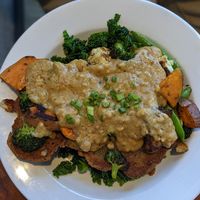 Biscuits and gravy. Biscuits were toasty and sort of fried. at Harlow in Portland