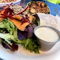 Wrap with side salad and house made ranchh dressing  at Harlow in Portland