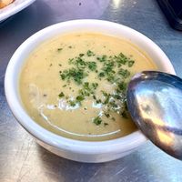 Cheesy broccoli soupp  at Harlow in Portland