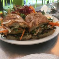 Ban mi sandwich with side salad at Harlow in Portland