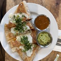 Walnut chorizo quesadilla with guacamole  at Harlow in Portland