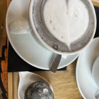 Sesame latte and sesame mochi  at Kitsuné & Tanuki in Colmar