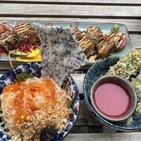 Tofu on the right with yummie sauce   at Bodhi Vegan Living - St George in Hamburg