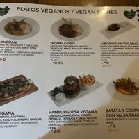 Apartado vegano de la carta  at La Plaza Malaga - Calle Alcazabilla in Malaga
