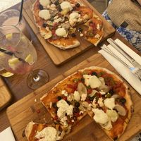 Two vegan pizzas   at La Plaza Malaga - Calle Alcazabilla in Malaga