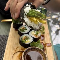 Second hand roll and also a regular veggie roll.    at SushiBar in Tortola