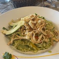 Vegan risotto with mixed vegetables, seitan, avocado and crispy onion.  at Gostilna GROF in Vransko