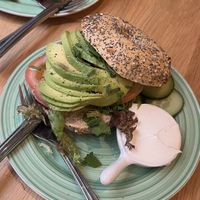 Avocado Bagel (upper: sesame and chives, lower: everything and plain), can recommend!!  at Bagels & Beans - Kruisstraat in Haarlem