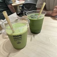 Banan matcha smoothie with oat milk + matcha latte with oat milk  at The Matcha Tokyo - SKYTREE Solamachi in Tokyo