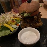 Oyster fried chicken burger at Arbol de Seda in San Jose