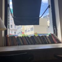 Books & coffee-lamp at Sicily Cafe in Prague