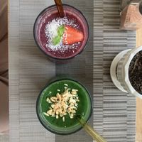 Green machine and açai power smoothies  at HeyBong Superfood & Juicery in Phnom Penh