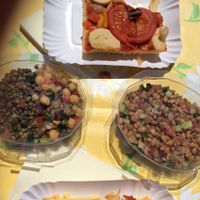 Ursulas amazing VEGAN salads and pizza at Be Vegan Make Peace - Food Stall in Geneva