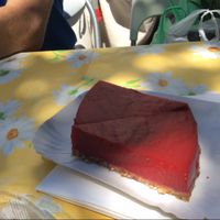 raspberry tart, with delicious almond base at Be Vegan Make Peace - Food Stall in Geneva