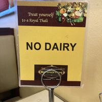 Sign on our table so the staff would be sure to only serve us vegan items  at Maharaja Bhog in Houston
