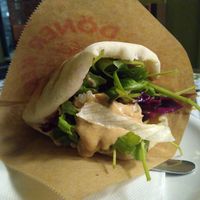 Falafel with hummus (and actually some extras, as you can see) at Ibras Bistro in Erfurt