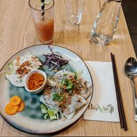Bánh cuốn, rice pancakes with mushrooms and tofu at Bếp Việt in Paris
