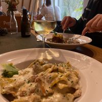 Waldpilz-Maultaschen in Pfifferlingsosse at Lebenshof MutimBauch in Ottenhoefen Im Schwarzwald