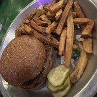 Neil Young with Impossible burger and fries  at Rodeo Goat in Rockwall