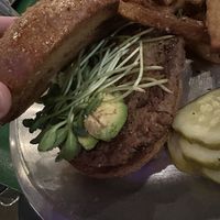 Sprouts and avocado on Neil Young burger  at Rodeo Goat in Rockwall
