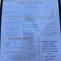 Vegan menu  at Flying Saucer Pizza Company in Salem