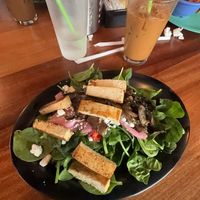 portobello salad and beegees latte  at Gulu-Gulu Cafe in Salem