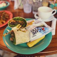 Vegan pesto inside the wrap   at Gulu-Gulu Cafe in Salem