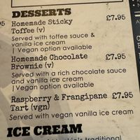 All Desserts were vegan or could be made vegan  at Markie Dans in Oban