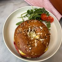 Ham and cheese bagel  at Morning People in Marbella