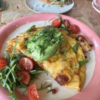 Red Pesto and Asparagus Omelette. SO GOOD!!!  at Morning People in Marbella