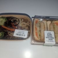 Veggie Noodles and Beyond Chicken sandwich at Kibo Sushi House Market - Union Station in Toronto