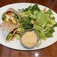tofu wrap with avocado romaine saladd  at Panini Kabob Grill in San Diego