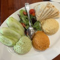 hummus trio platterr  at Panini Kabob Grill in San Diego