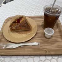 Vegan apple tart with ice coffee  at La Vigne Akiko - Sunshine City in Tokyo