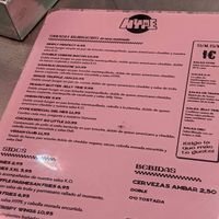 menu at HYPE in Madrid