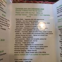 Menu of smaller dishes at De Jongens Van de Branding in Maastricht