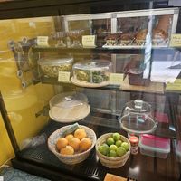 Dessert display, vegan choice today was banna bread at Kaktus Coffee & Booze in Sliema