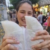 Two tapiocas and a beatiful woman at Tapioca da Praia in Porto De Galinhas