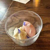 Palate cleansing granita, mouse & sorbet, light, flowery, strawberry…so refreshing   at Vanderlyle in Petersfield