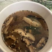 Miso soup with mushrooms and tofuu  at Formula Sushi in Milan