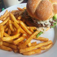Impossible burger with vegan cheese at Sparky's Landing in Mount Shasta