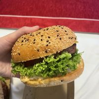 The less saucy side- a good sized burger!!  at Gorilla Kitchen - Civic in Auckland